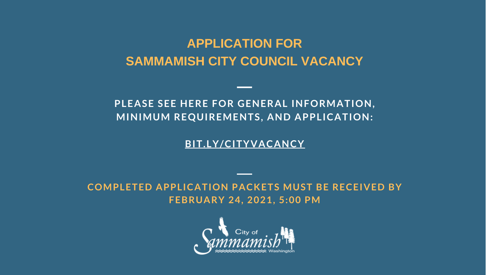 Notice: Application for Sammamish City Council Vacancy