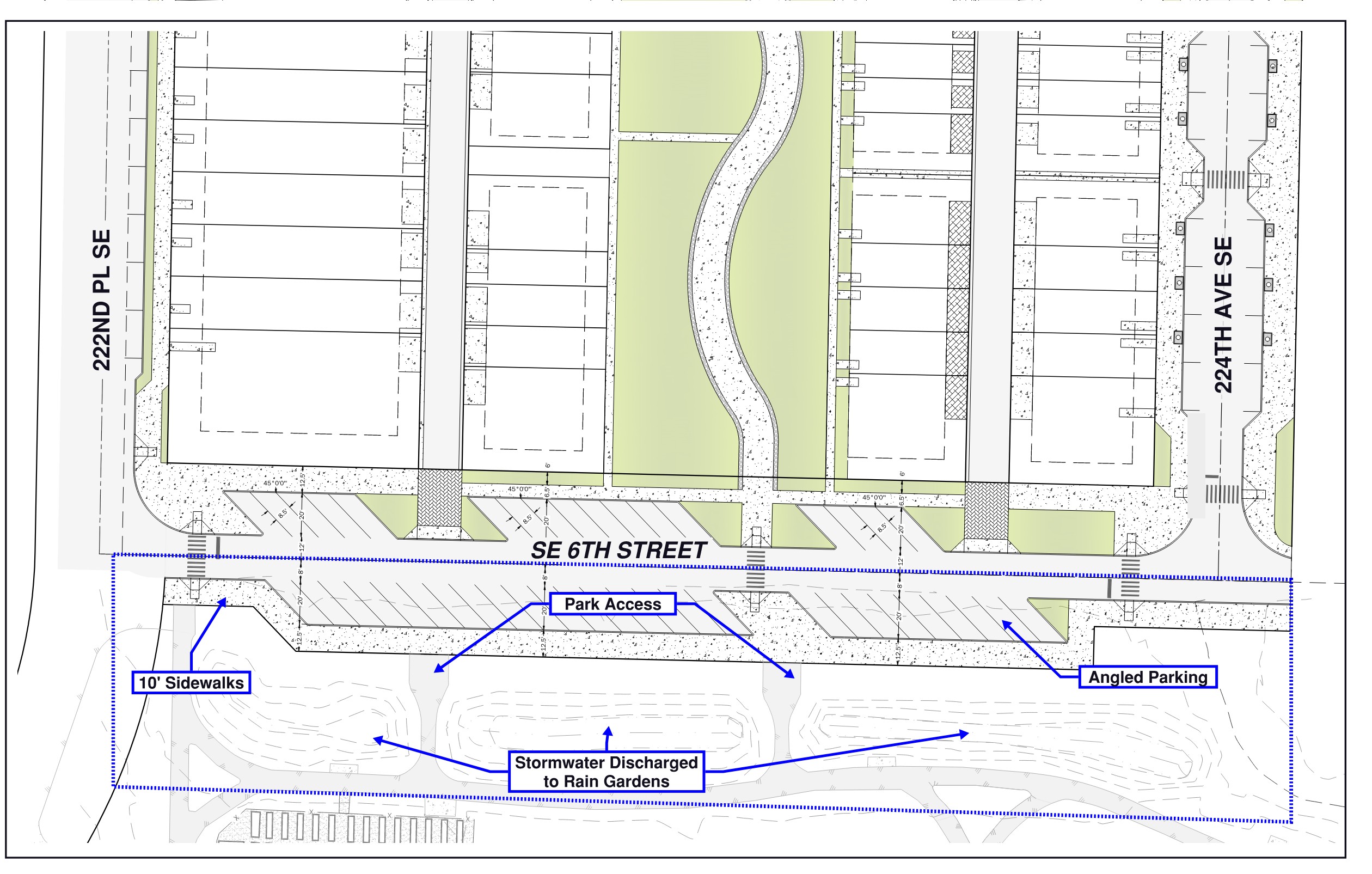 Map showing the location and boundaries of a proposed Sammamish project or improvement area.
